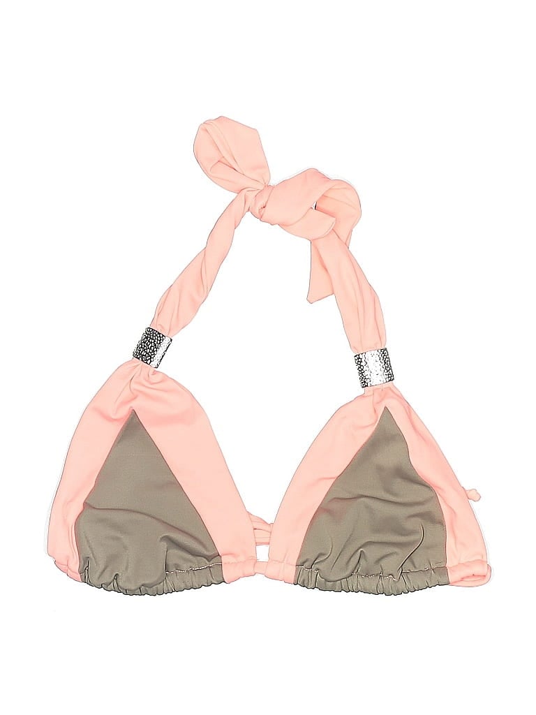 Pre-owned Venus Swimsuit Top Orange Color Block Pattern Swimwear