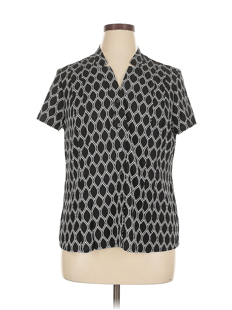 Pre-owned 212 Collection Short Sleeve Blouse In Gray