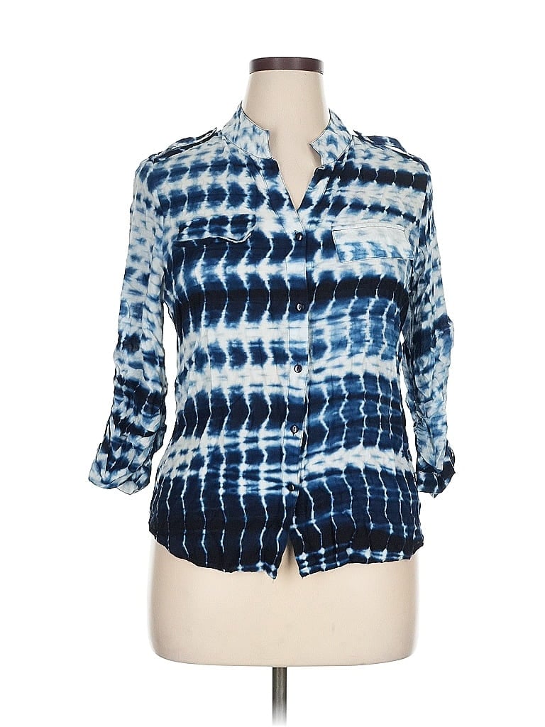Pre-owned Antilia Femme 3/4 Sleeve Blouse In Blue
