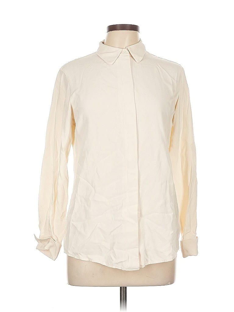 Pre-owned Lands' End Long Sleeve Button Down Shirt In White