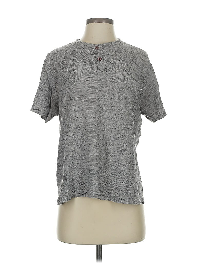 Pre-owned Assorted Brands Short Sleeve Henley Shirt In Gray