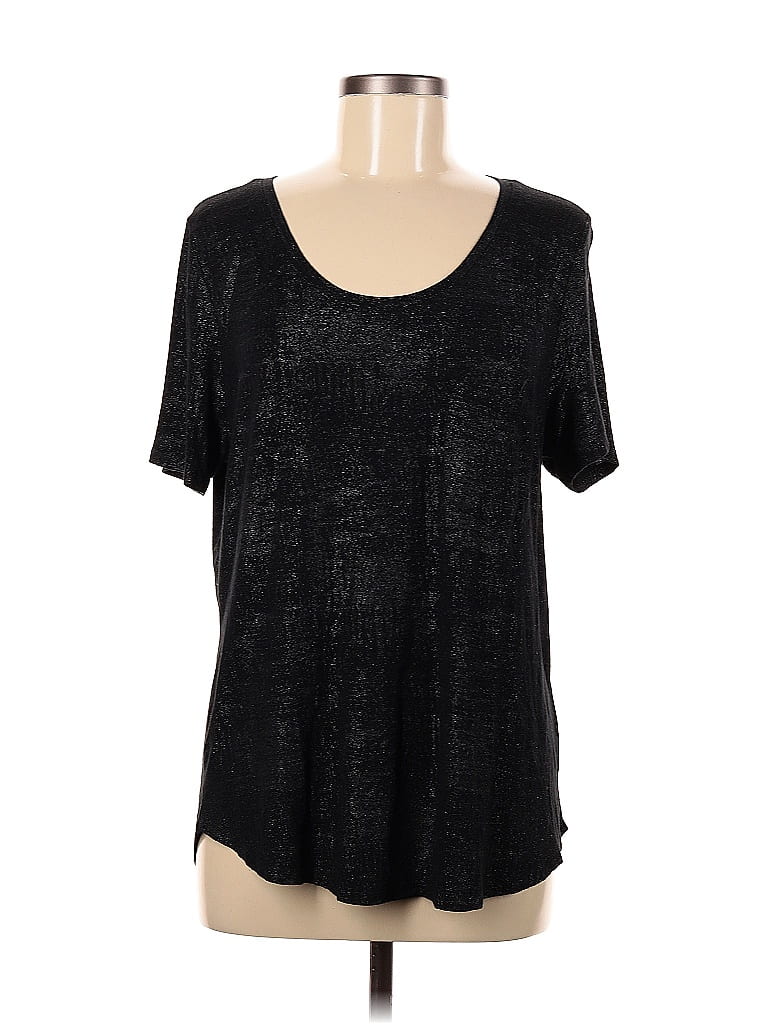 FOURTEENTH PLACE Pre-owned Short Sleeve Top Black Scoop Neck Tops
