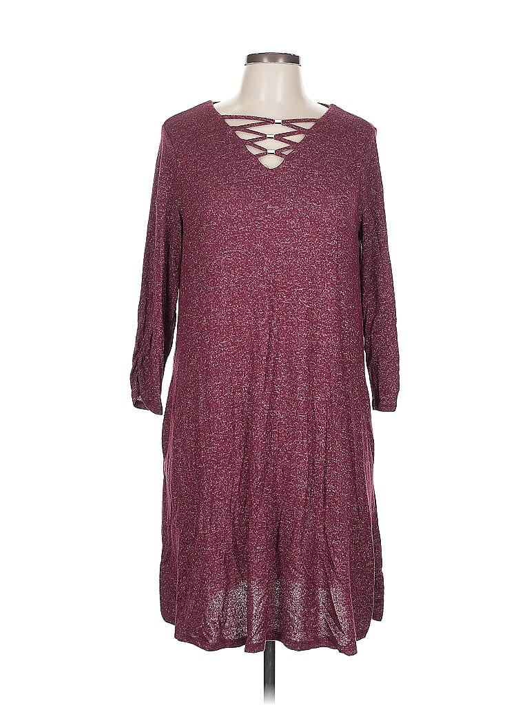 Pre-owned Apt. 9 Casual Dress In Burgundy