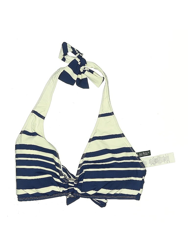 Pre-owned Polo Ralph Lauren Swimsuit Top Blue Stripes Pattern Swimwear