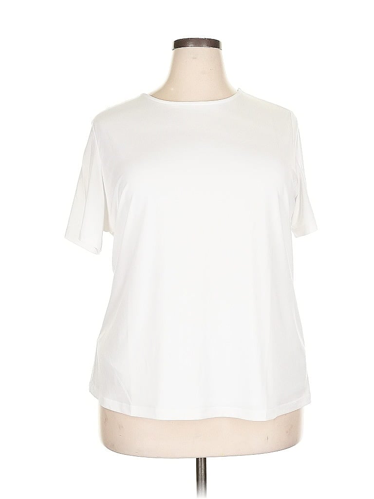 Pre-owned Susan Graver Short Sleeve T-shirt In White
