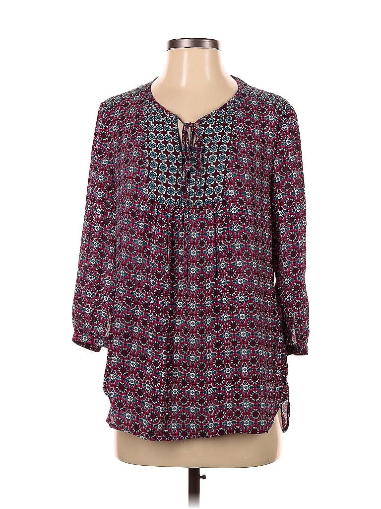 Pre-owned Kut From The Kloth 3/4 Sleeve Blouse In Burgundy