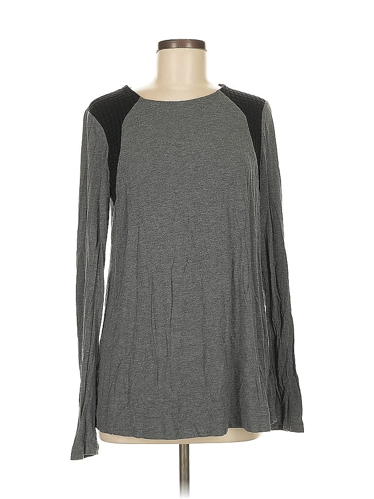 Pre-owned Cynthia Rowley Tjx Long Sleeve Top Gray Crew Neck Tops
