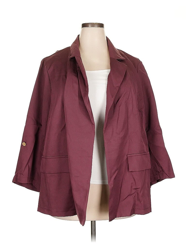 Pre-owned Shein Curve Blazer Jacket In Burgundy