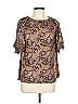 Assorted Brands Gray Tan Short Sleeve Blouse Size 10 - 12 Tall - photo 1