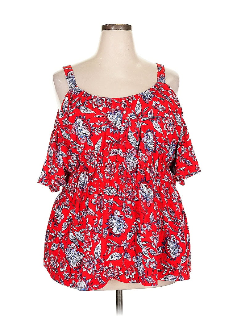 Pre-owned Maurices Tank Top Red Cold Shoulder Neckline Tops