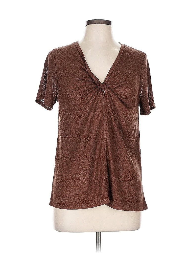 Pre-owned Bobeau Short Sleeve Top Brown V Neck Tops