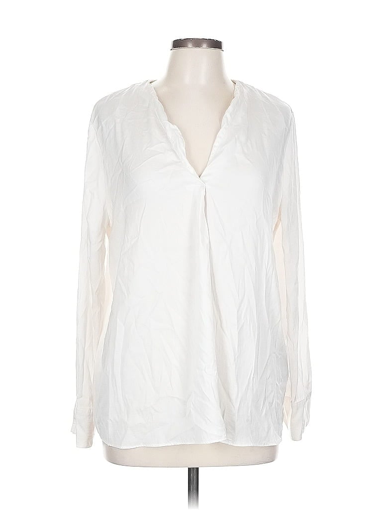 Pre-owned Banana Republic Factory Store Long Sleeve Blouse In White