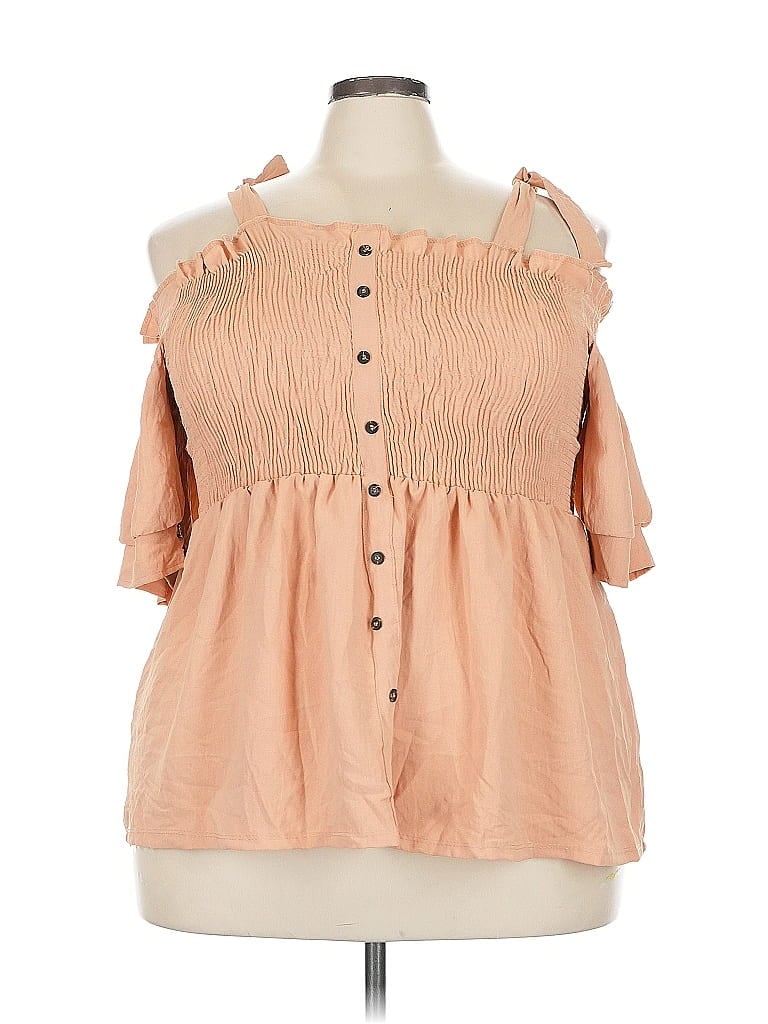 Pre-owned Love Short Sleeve Blouse In Brown
