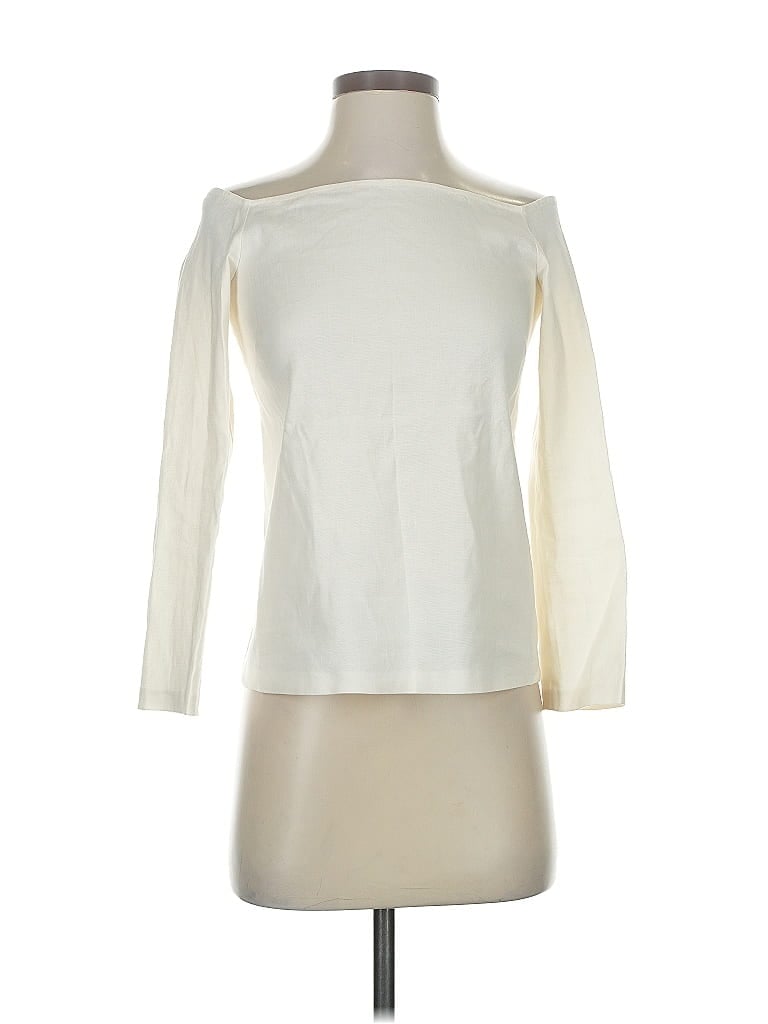 Pre-owned Theory Long Sleeve Top Ivory Boatneck Tops In White