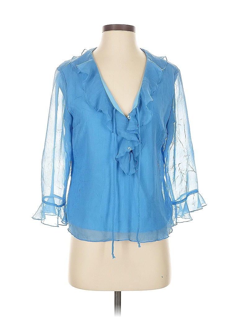 Pre-owned Dressbarn 3/4 Sleeve Blouse In Blue