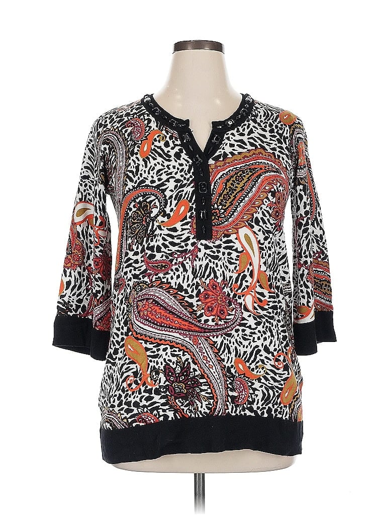 Pre-owned Joseph A 3/4 Sleeve Blouse In Black