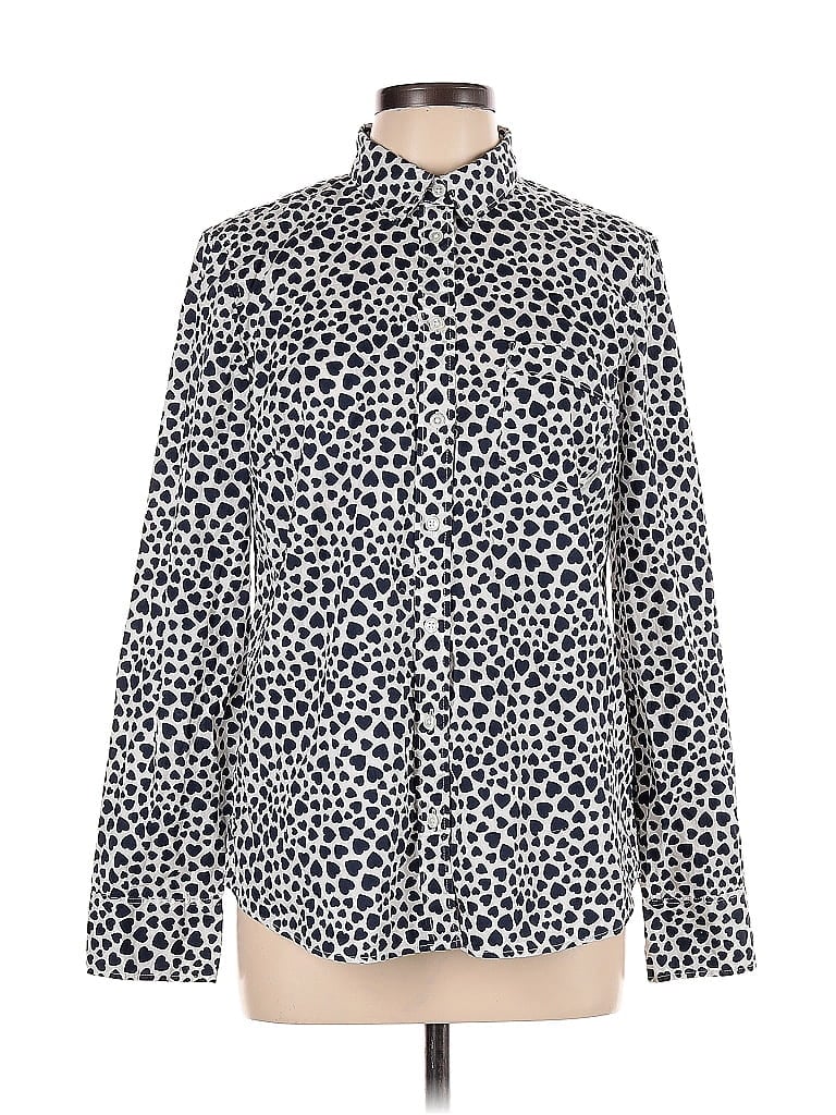 Pre-owned J.crew Factory Store Long Sleeve Blouse In Blue