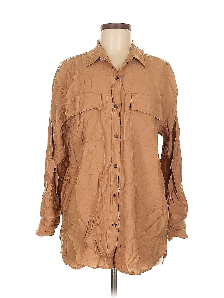 Pre-owned Banana Republic Factory Store Long Sleeve Button Down Shirt In Brown