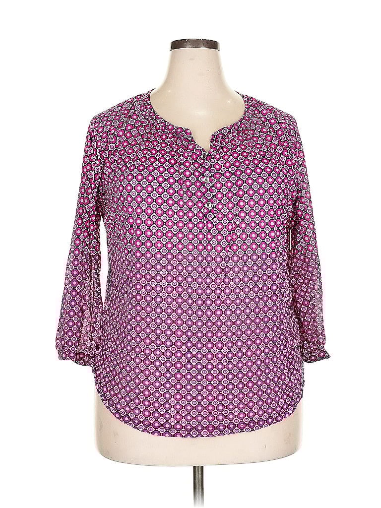 Pre-owned The Limited 3/4 Sleeve Blouse In Purple