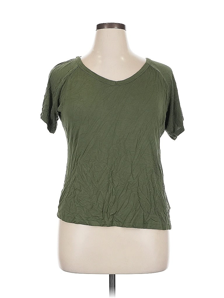 Pre-owned Nine Britton Short Sleeve Top Green Scoop Neck Tops