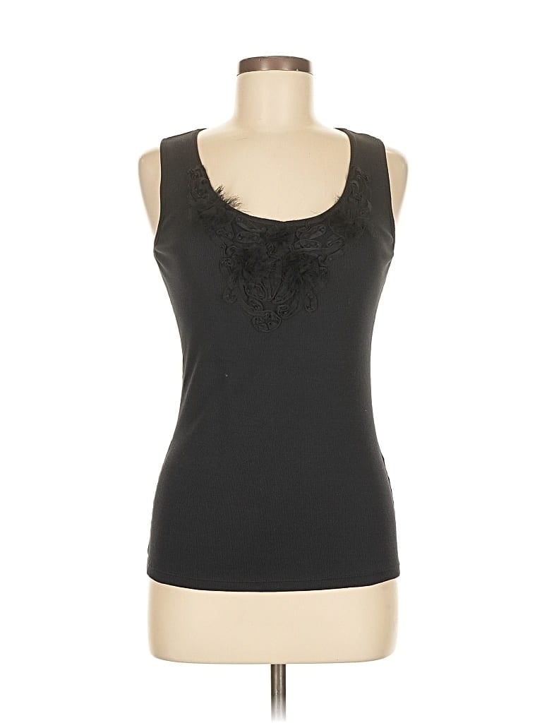Pre-owned August Silk Sleeveless Top Black Scoop Neck Tops