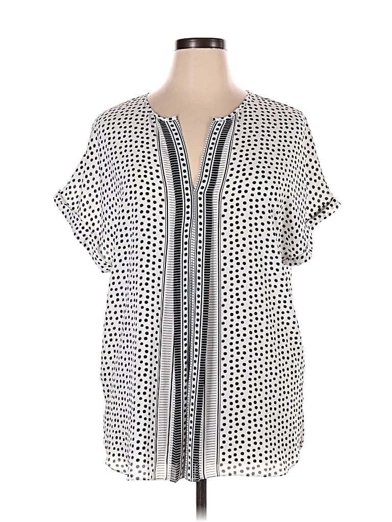 Pre-owned Max Studio Short Sleeve Blouse In Silver