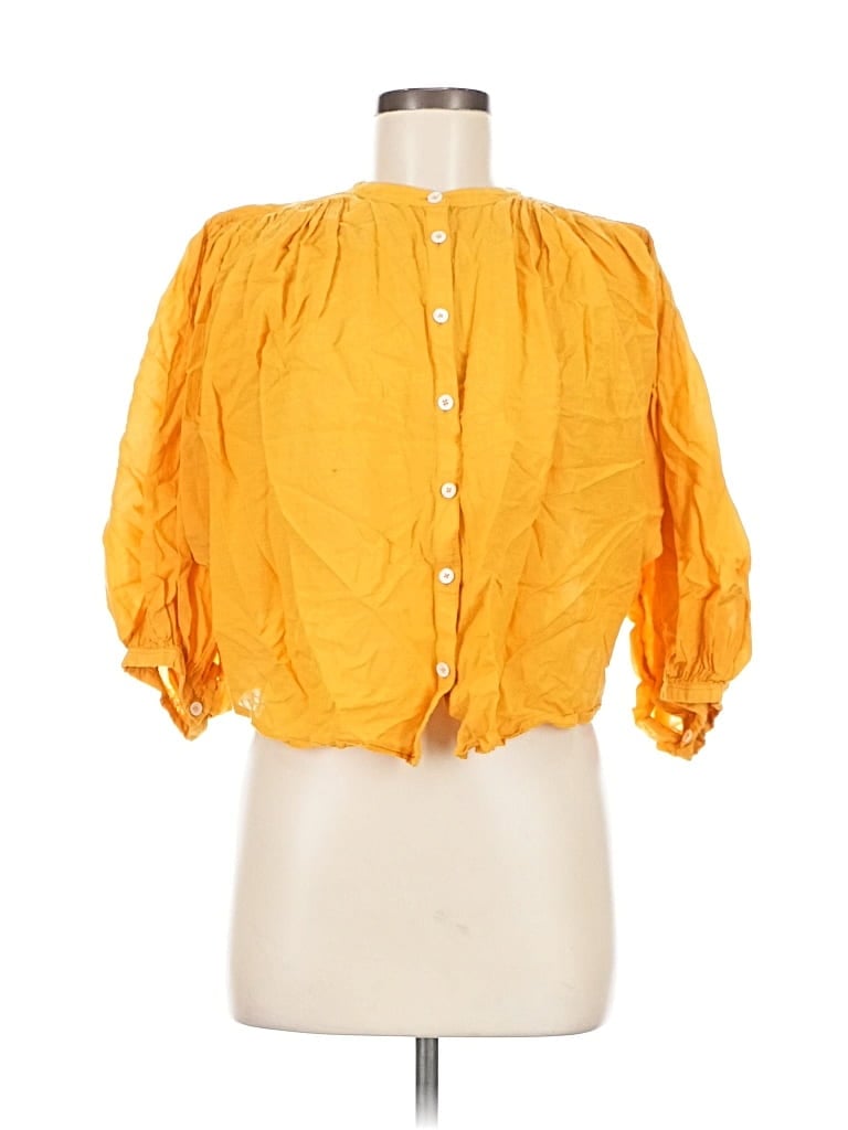 Pre-owned Madewell 3/4 Sleeve Blouse In Yellow