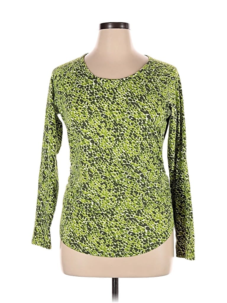 Pre-owned Michael Michael Kors Long Sleeve Top Green Scoop Neck Tops
