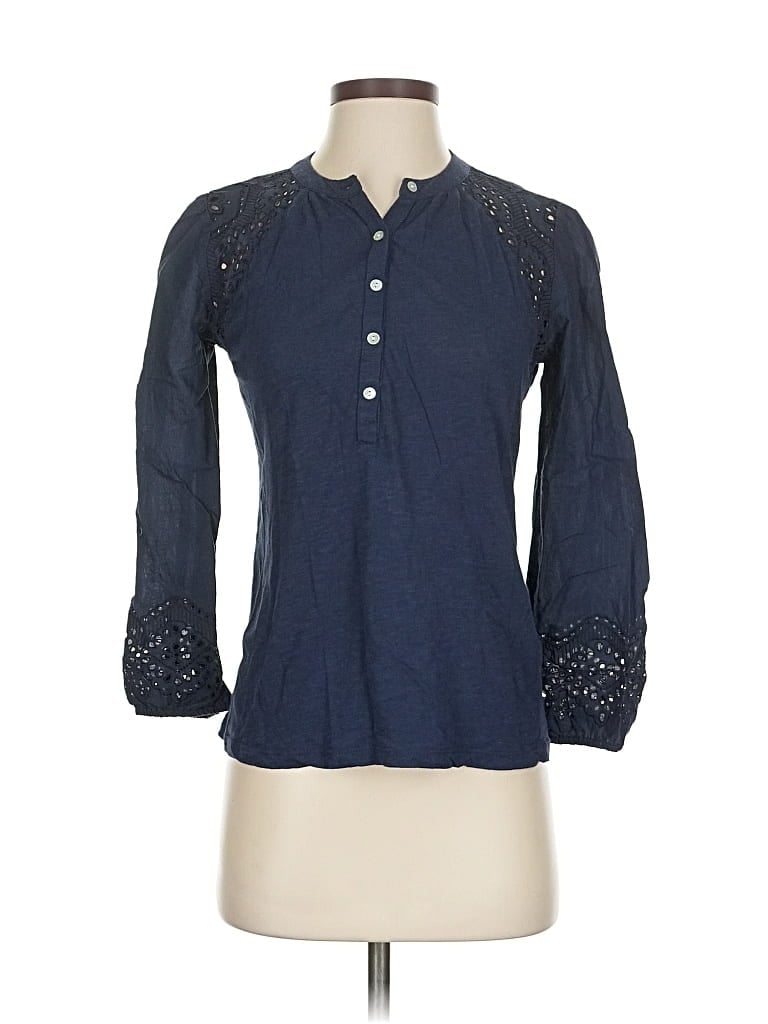 Pre-owned Lucky Brand 3/4 Sleeve Blouse In Blue