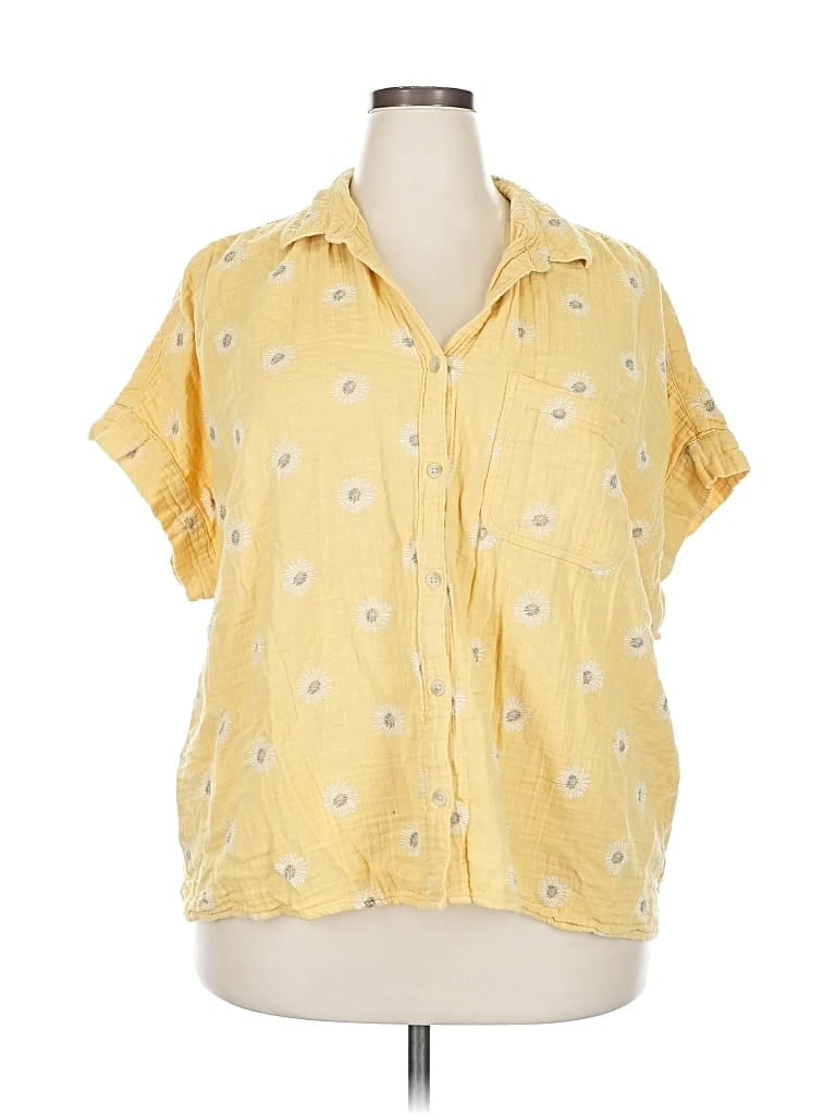 Pre-owned Sonoma Goods For Life Short Sleeve Blouse In Yellow