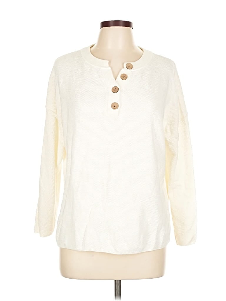 Pre-owned Lillusory Long Sleeve Blouse In White
