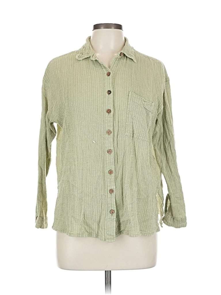 Pre-owned Billabong Long Sleeve Button Down Shirt In Green