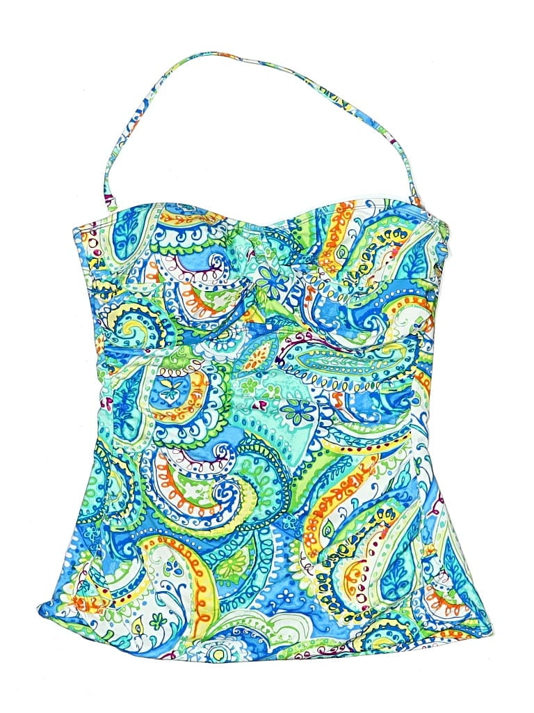 Pre-owned Polo Ralph Lauren Swimsuit Top Blue Paisley Pattern Swimwear