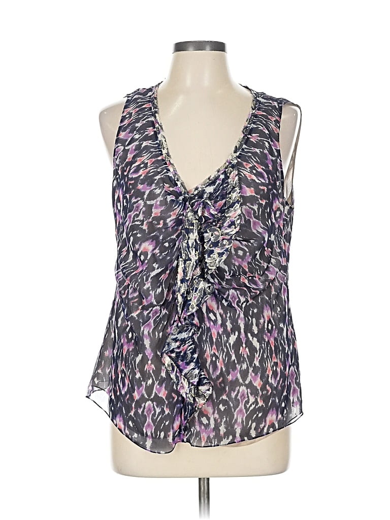 Pre-owned Elie Tahari Sleeveless Silk Top Purple Halter Neckline Tops