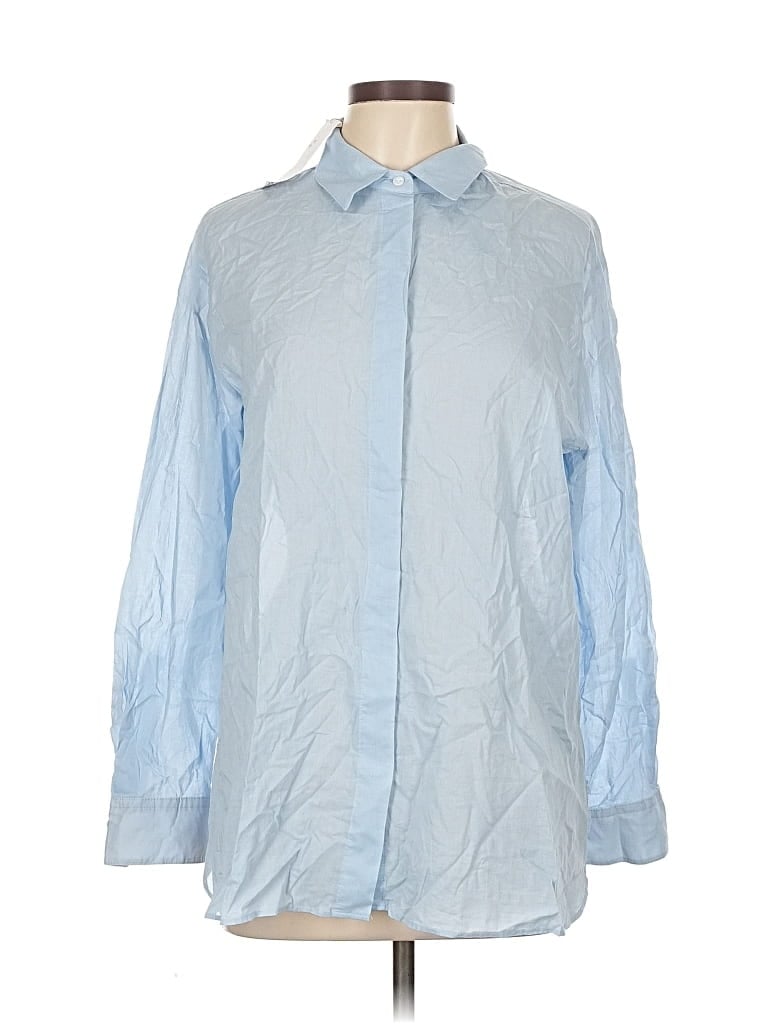 Pre-owned Mng Long Sleeve Button Down Shirt In Blue