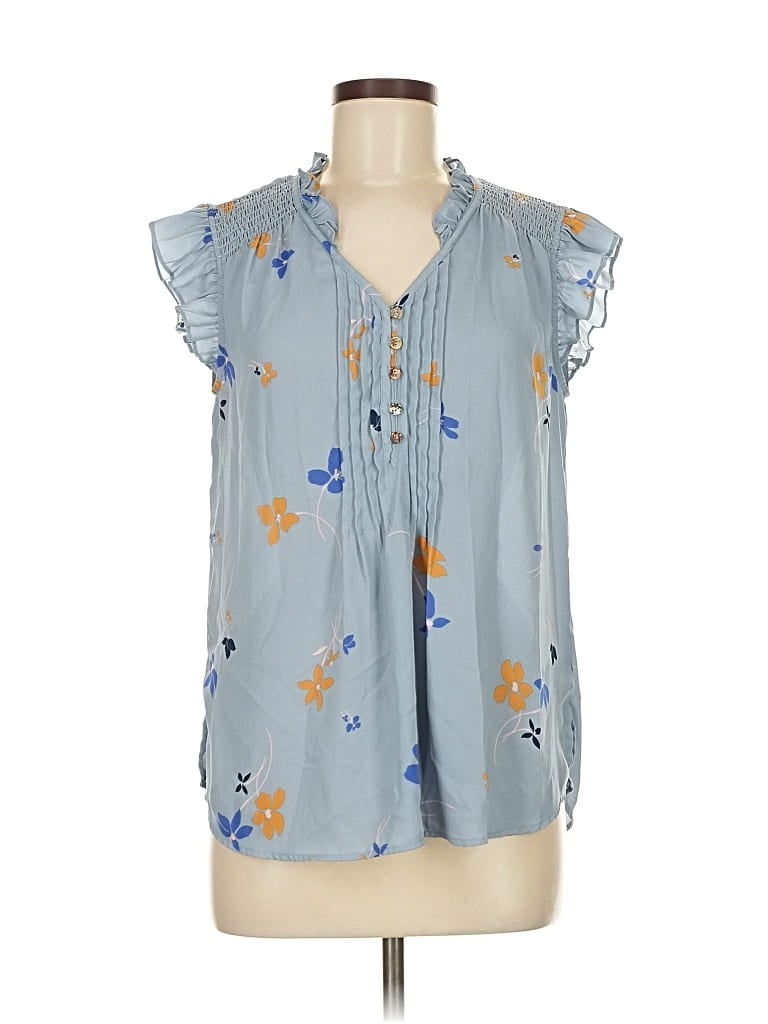 Pre-owned Daniel Rainn Sleeveless Blouse In Blue
