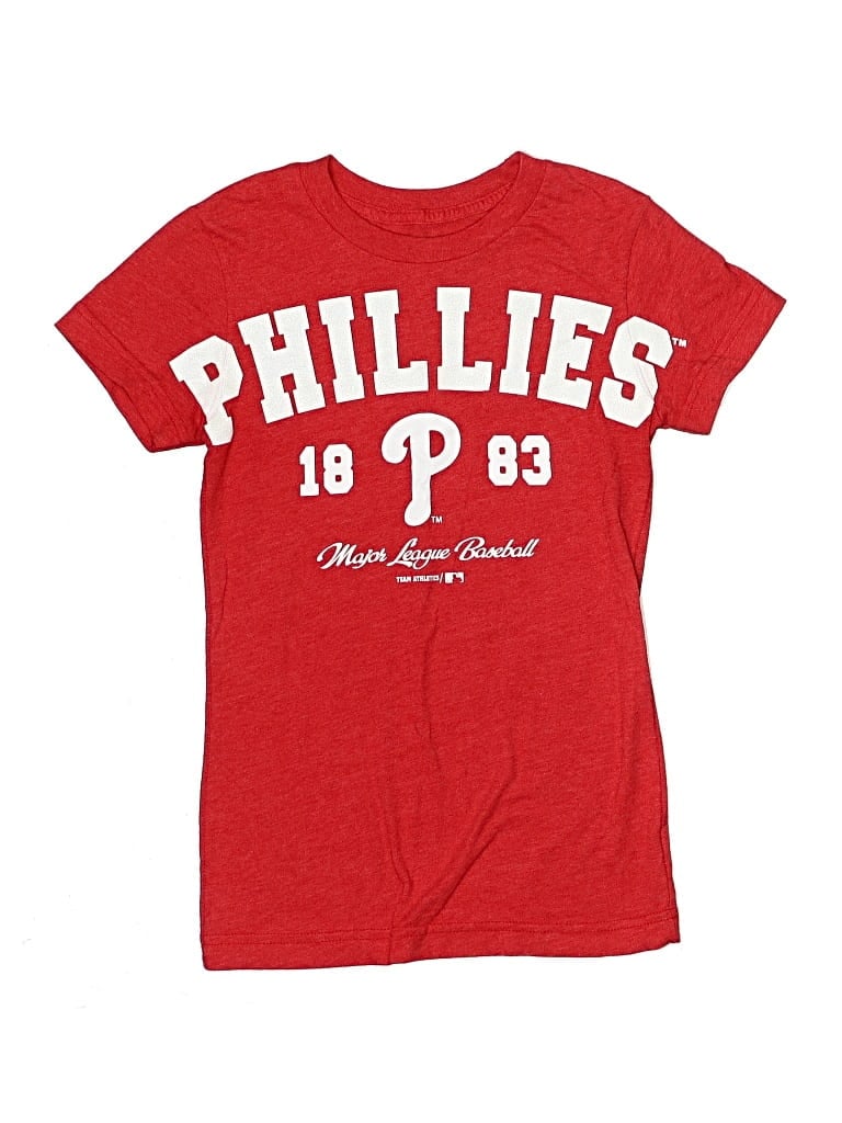 Pre-owned Genuine Merchandise By Team Athletics Kids' Short Sleeve T-shirt In Red