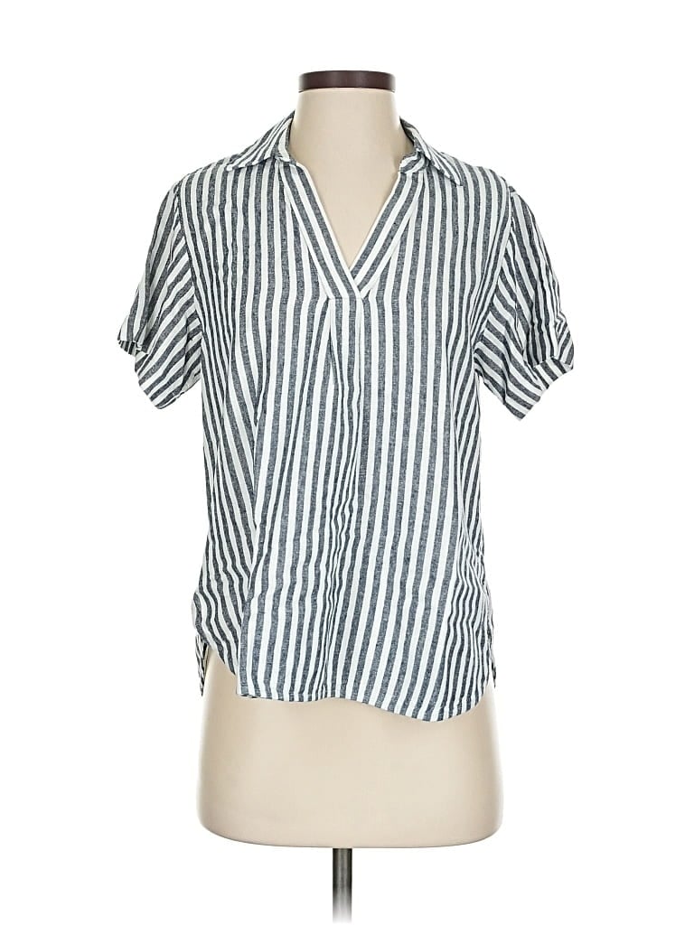 Pre-owned Banana Republic Factory Store Short Sleeve Blouse In Blue