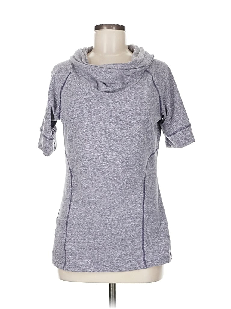 Pre-owned Athleta Short Sleeve Turtleneck In Gray