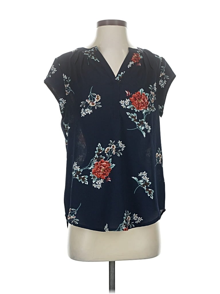 Pre-owned Fun2fun Short Sleeve Blouse In Blue