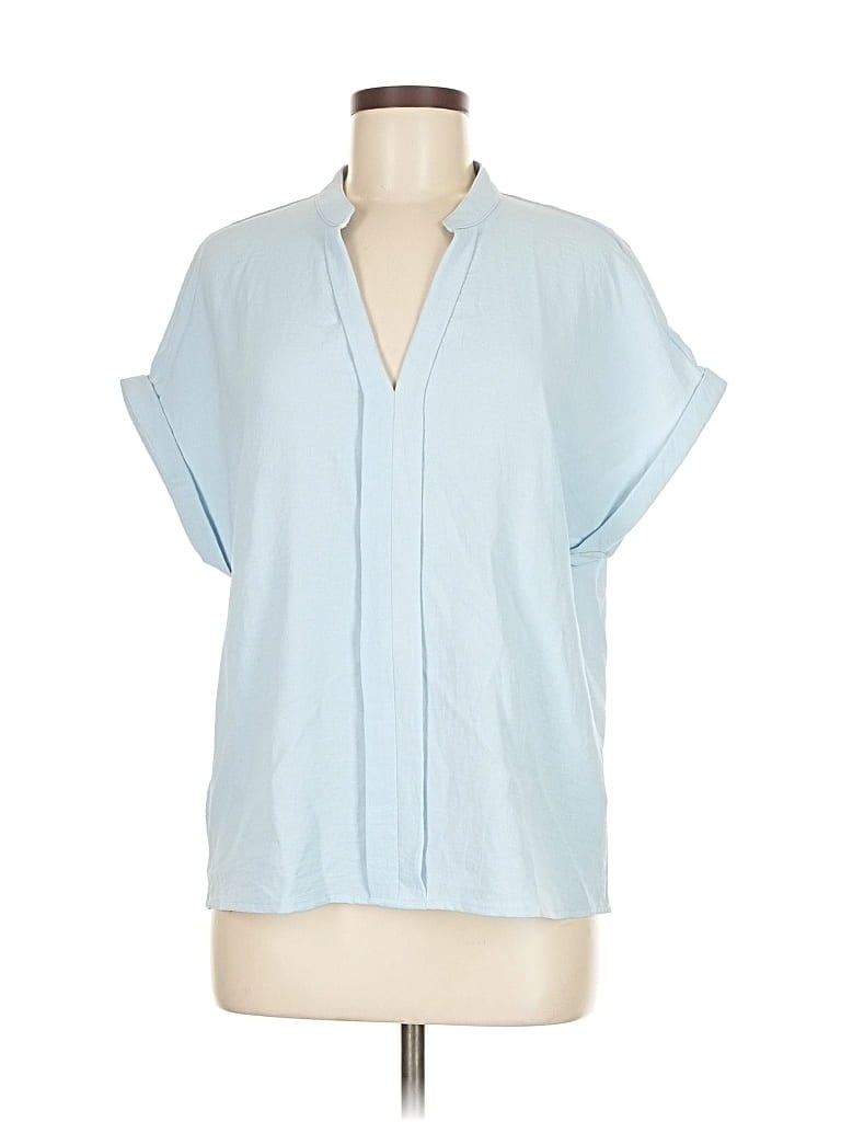 Pre-owned Shein Short Sleeve Blouse In Blue