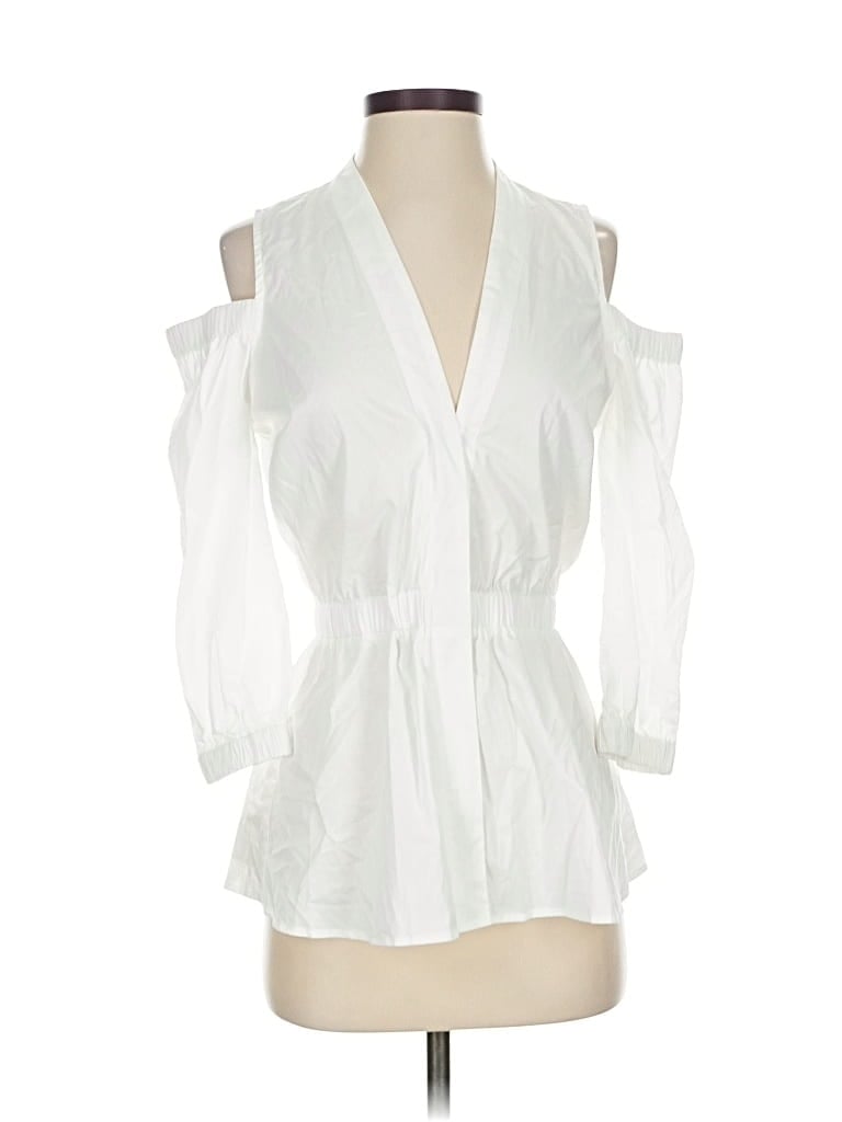 Pre-owned Donna Karan 3/4 Sleeve Blouse In White