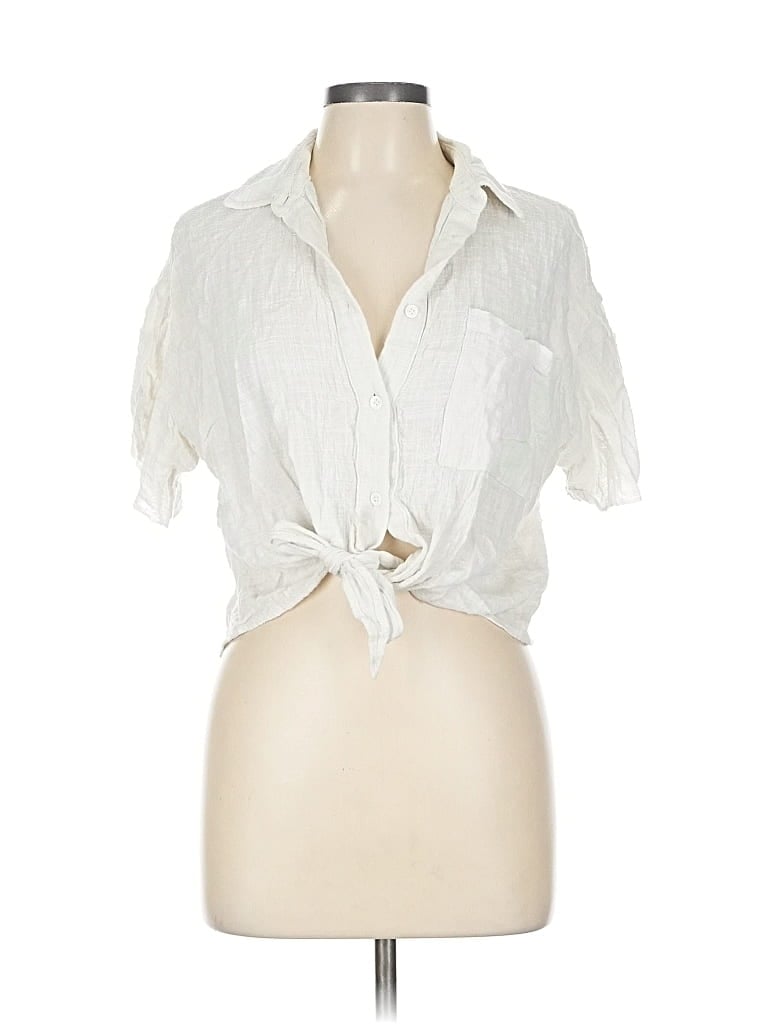 Pre-owned Le Lis Short Sleeve Blouse In White