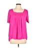 Pants Store 100% Polyester Pink Short Sleeve Blouse Size L - photo 1