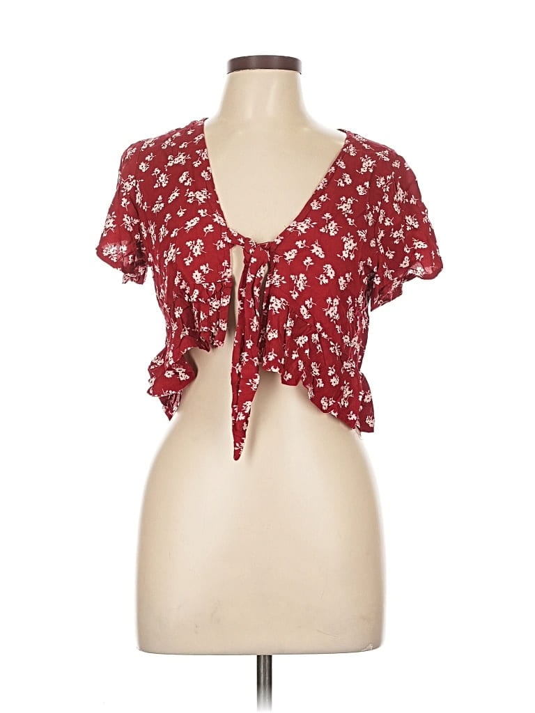Pre-owned Unbranded Short Sleeve Blouse In Red