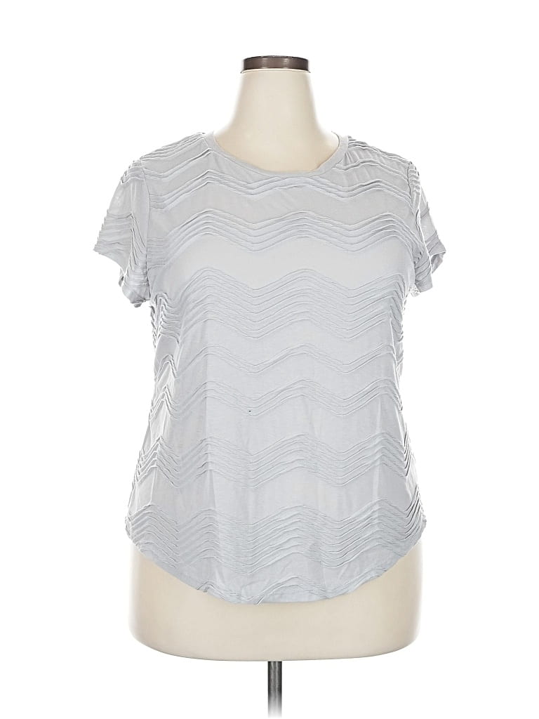 Pre-owned Simply Vera Vera Wang Short Sleeve Blouse In Silver