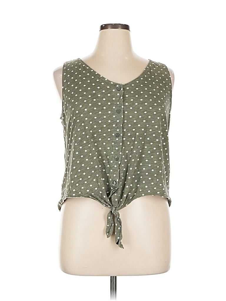 Pre-owned Ann Taylor Loft Outlet Tank Top Green Tie Neck Tops