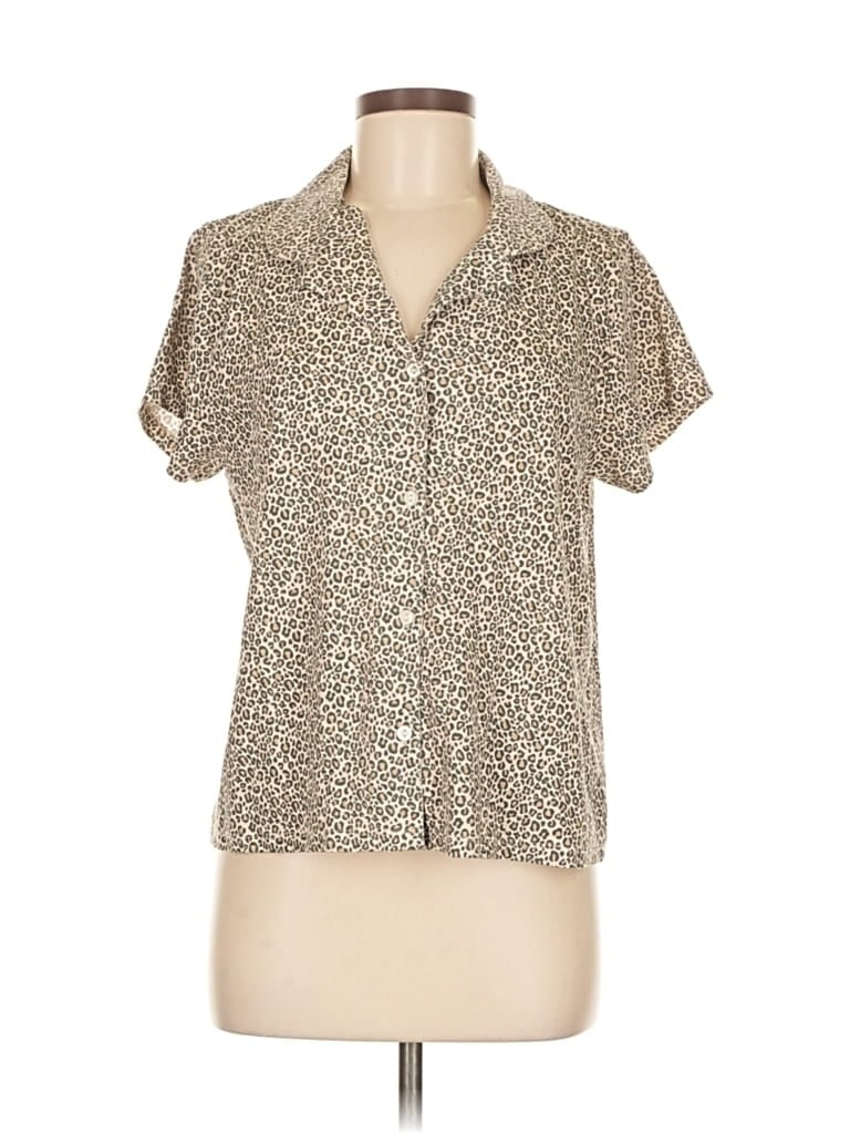 Pre-owned Unbranded Short Sleeve Blouse In Brown
