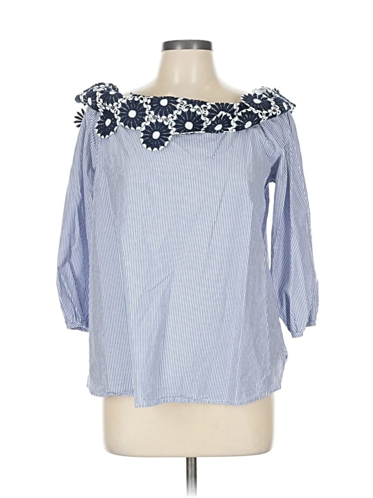 Pre-owned Ann Taylor Loft 3/4 Sleeve Blouse In Blue