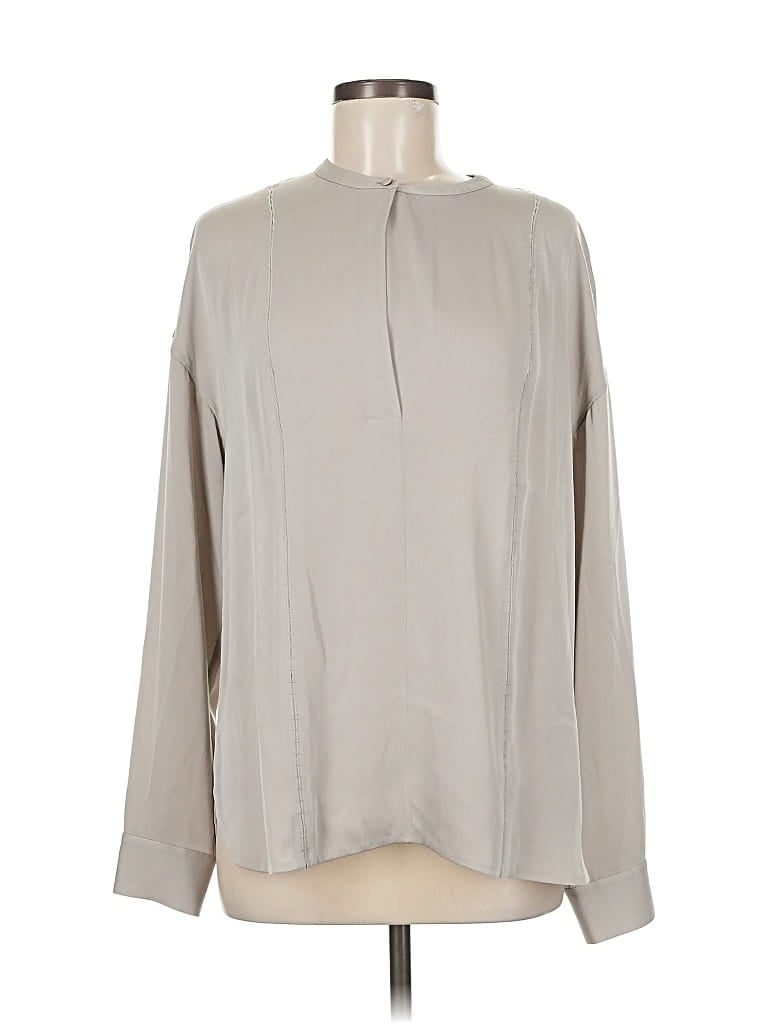 Pre-owned Vince Long Sleeve Blouse In Gray
